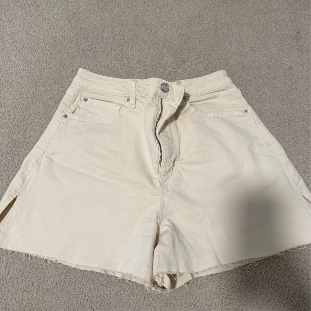 WeWoreWhat Cream khaki High-Rise Denim Cutoff Shorts NWOT